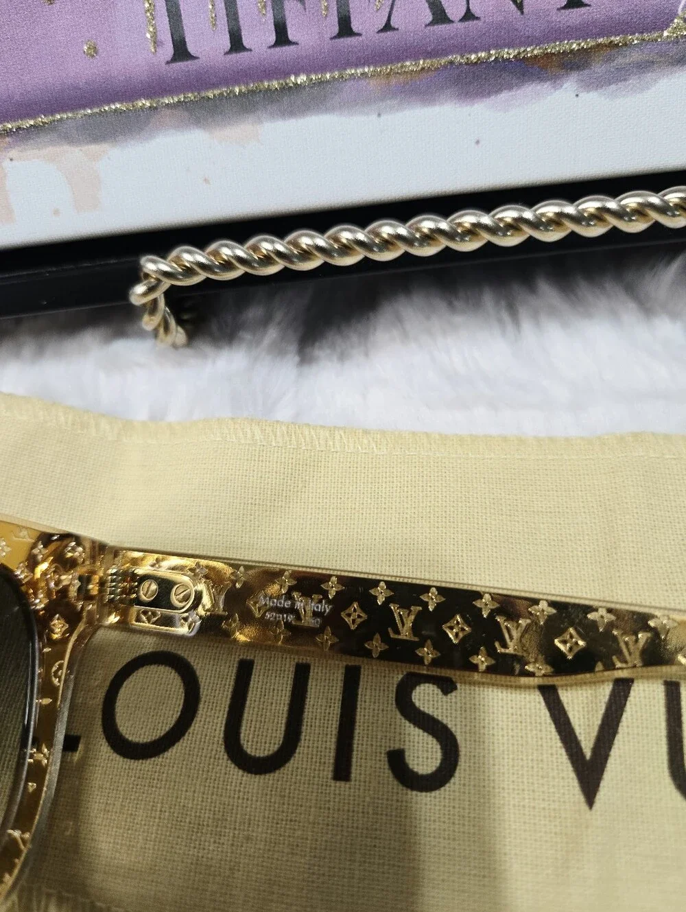 Louis Vuitton Gold Monogram Frame Sunglasses 5295 LIKE NEW